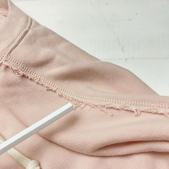 Aerie Sunday Soft Lace Up sweatshirt Pink Women's Medium High Low Raw Hem - Picture 7 of 12